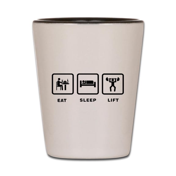 CafePress - Weightlifting - White/Black Shot Glass, Unique and Funny Shot Glass