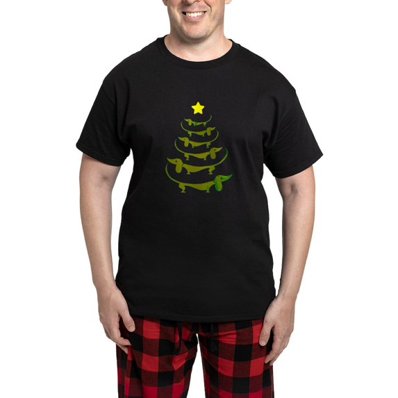 CafePress - Weiner Dog Dachshund Christmas Pajamas - Men's Dark Loose Fit Cotton Pajama Set
