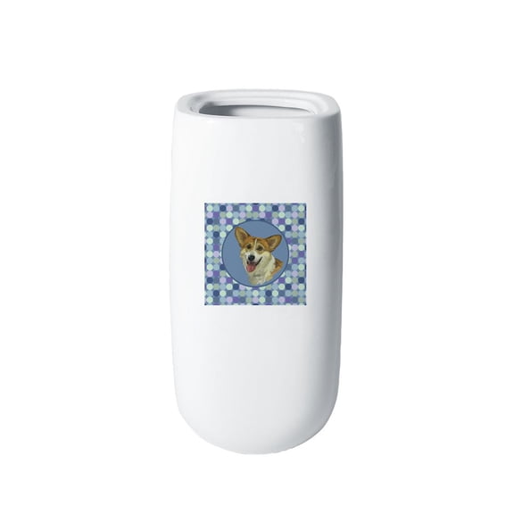 CafePress - Welsh Corgi Retro - 10" Printed Porcelain Vase for Home Décor, Living Room Shelf, Entryway, Table Decoration