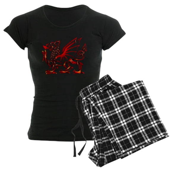 CafePress - Welsh Dragon Pajamas - Women's Short Sleeve Print T-Shirt and Pants Dark Cotton Pajama Set