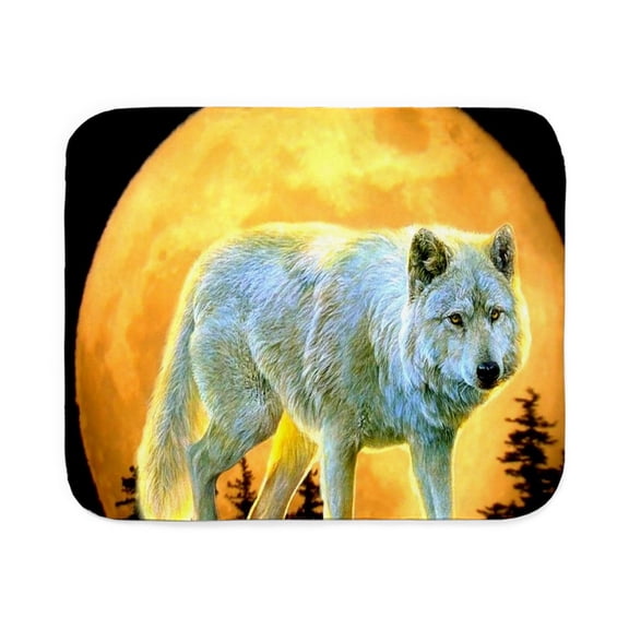 CafePress - Western Forest Moonlight Wolf Sherpa Fleece Throw - Sherpa Fleece Throw Blanket 60" x 50"