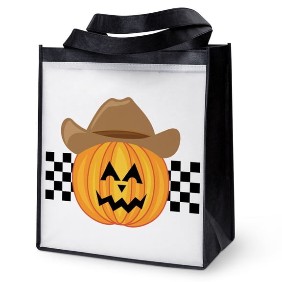 CafePress - Western Halloween Cowboy Pumpkin - 12"x 13", 100% Recycled, Reusable Grocery Bag