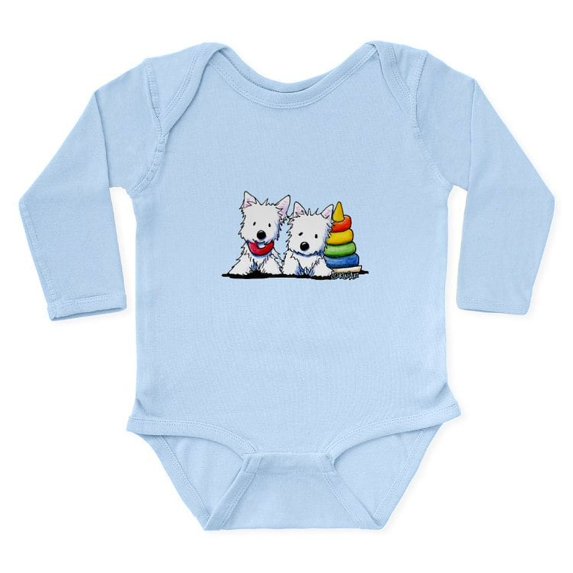 CafePress - Westie Playful Puppies Long Sleeve Infant Bodysuit - Long Sleeve Cotton Baby Bodysuit