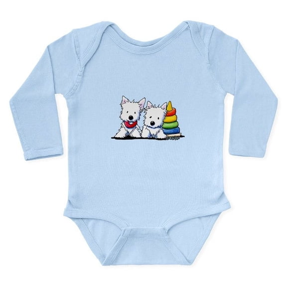 CafePress - Westie Playful Puppies Long Sleeve Infant Bodysuit - Long Sleeve Cotton Baby Bodysuit