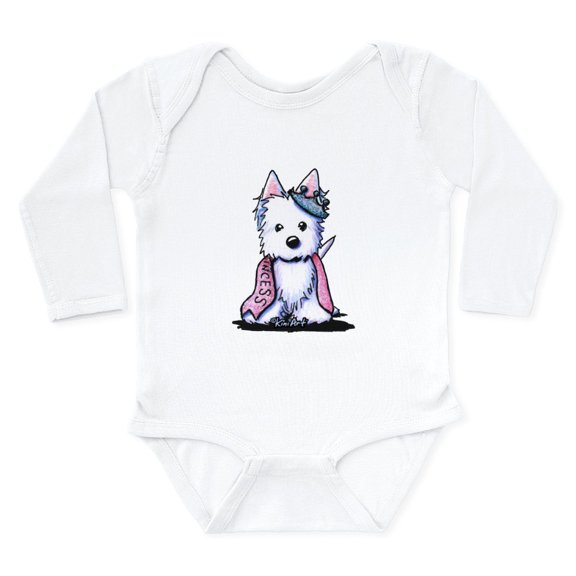 CafePress - Westie Princess Sparkleheart Long Sleeve Infant Bo - Long Sleeve Cotton Baby Bodysuit