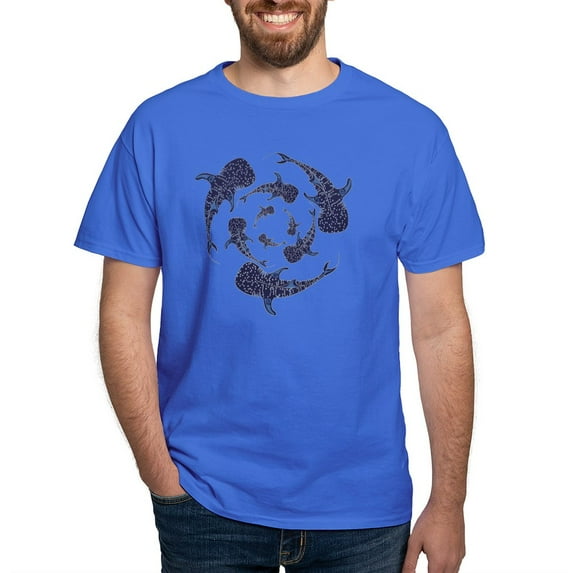 CafePress - Whale Sahrk Blue Spiral Dark T Shirt - Men's Classic Graphic Cotton T-Shirt