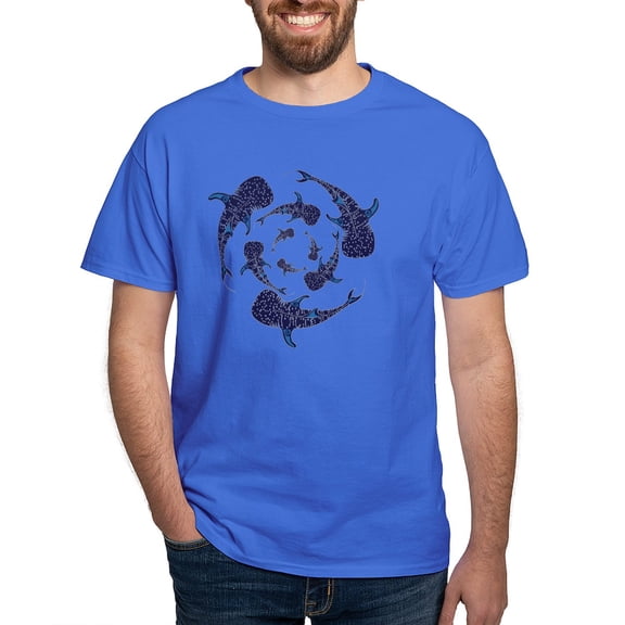 CafePress - Whale Sahrk Blue Spiral Dark T Shirt - Men's Classic Graphic Cotton T-Shirt