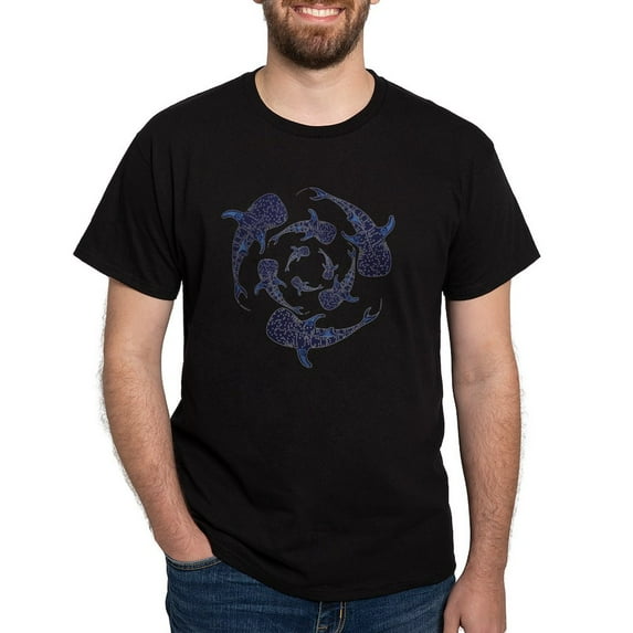 CafePress - Whale Sahrk Blue Spiral Dark T Shirt - Men's Classic Graphic Cotton T-Shirt