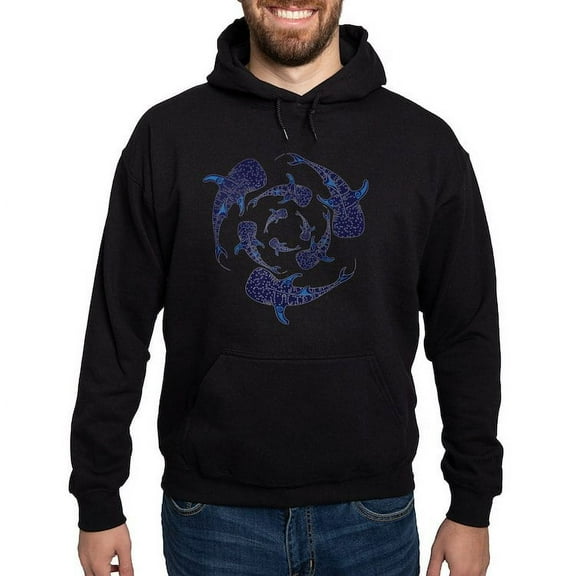 CafePress - Whale Sahrk Blue Spiral Hoodie (Dark) - Pullover Hoodie, Classic, Comfortable Hooded Sweatshirt
