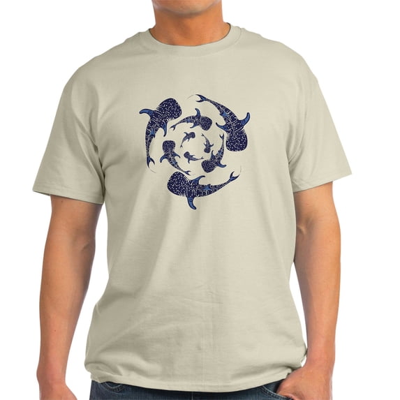 CafePress - Whale Sahrk Blue Spiral Light T Shirt - Men's Classic Graphic T-Shirt