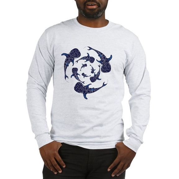 CafePress - Whale Sahrk Blue Spiral Long Sleeve T Shirt - Unisex Cotton Long Sleeve T-Shirt
