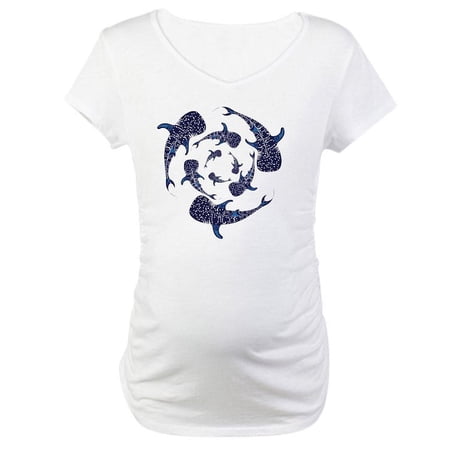 CafePress - Whale Sahrk Blue Spiral Maternity T Shirt - Cotton Maternity T-shirt, Cute & Funny Pregnancy Tee