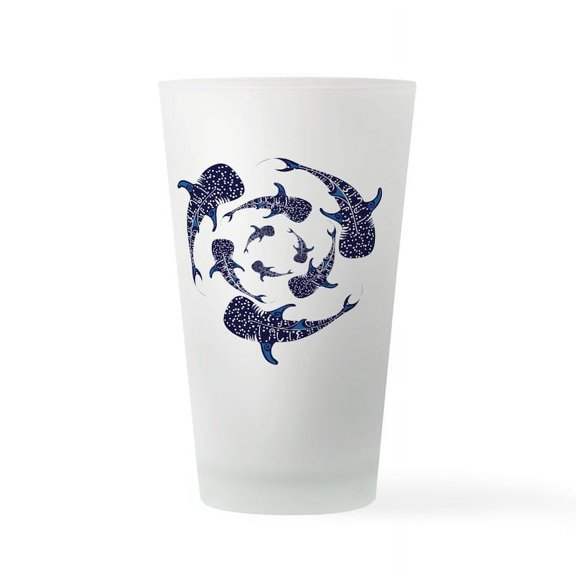 CafePress - Whale Sahrk Blue Spiral - Pint Glass, Drinking Glass, 16 oz. CafePress