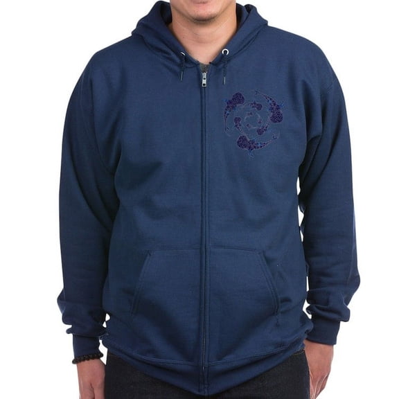CafePress - Whale Sahrk Blue Spiral Zip Hoodie (Dark) - Zip Hoodie, Classic Hooded Sweatshirt with Metal Zipper