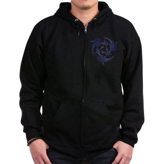 CafePress - Whale Sahrk Blue Spiral Zip Hoodie (Dark) - Zip Hoodie, Classic Hooded Sweatshirt with Metal Zipper