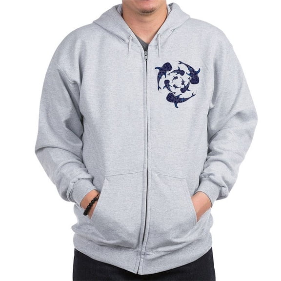 CafePress - Whale Sahrk Blue Spiral Zip Hoodie - Zip Hoodie, Classic Hooded Sweatshirt with Metal Zipper