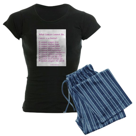 CafePress - What Cancer Cannot Do Poem Pajamas - Women's Short Sleeve Print T-Shirt and Pants Dark Cotton Pajama Set