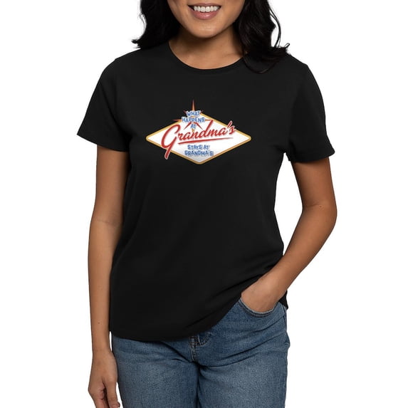 CafePress - What Happens At Grandma's Women's Classic T Shirt - Women's Traditional Fit Dark T-Shirt
