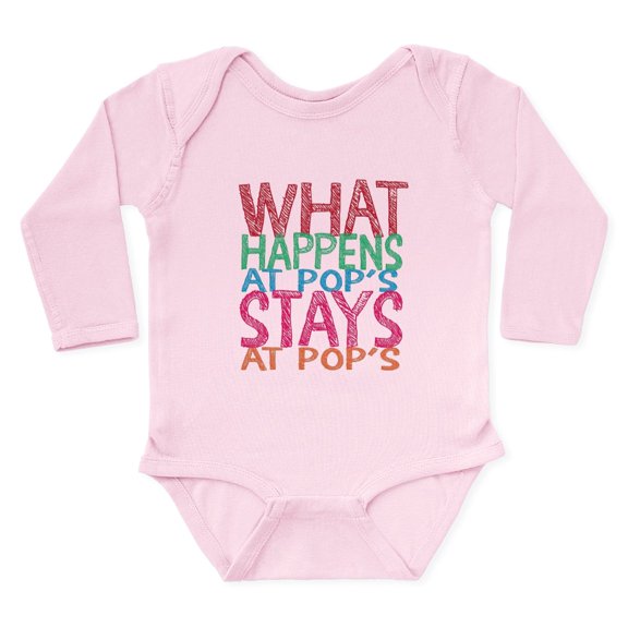 CafePress - What Happens At Pop's Body Suit - Long Sleeve Cotton Baby Bodysuit