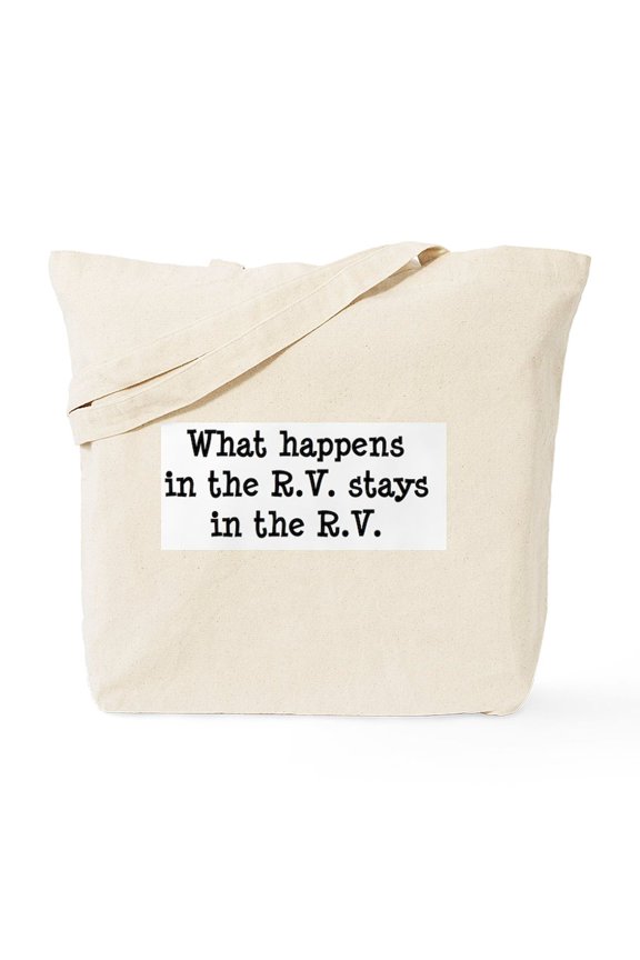 - What Happens In The R.V. Stays In The R.V. Tote Ba - Unisex Canvas Tote Bag, Beige, 1-Piece