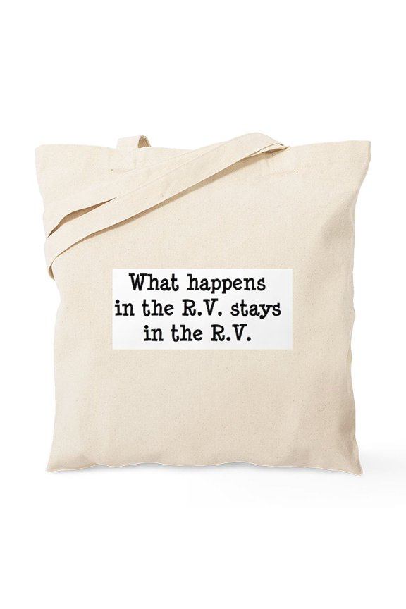 - What Happens In The R.V. Stays In The R.V. Tote Ba - Unisex Canvas Tote Bag, Beige, 1-Piece