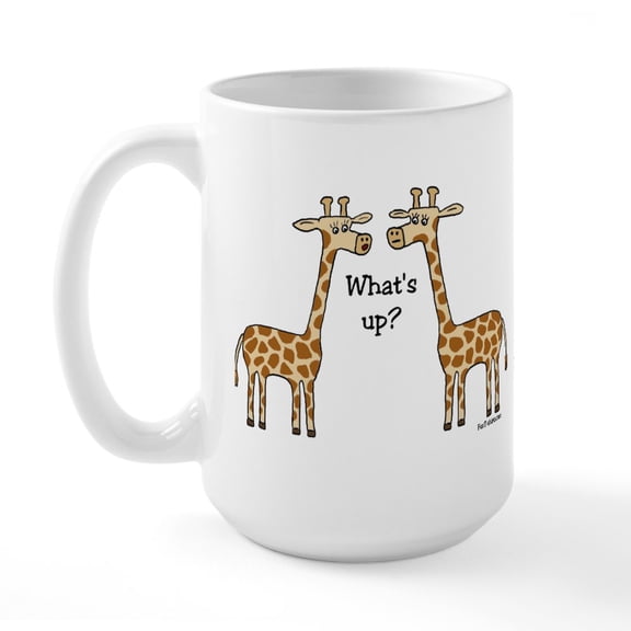 CafePress - What's Up? Giraffe Large Mug - 15 oz Ceramic Large White Novelty Mug