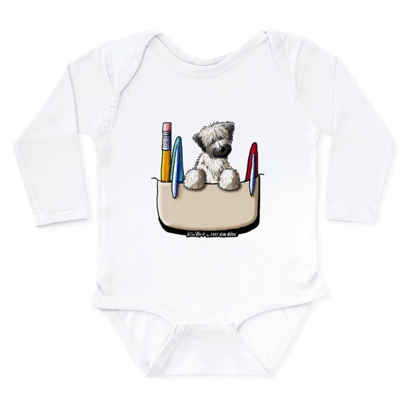 CafePress - Wheaten Pkt Protector II Long Sleeve Infant Bodysu - Long Sleeve Cotton Baby Bodysuit