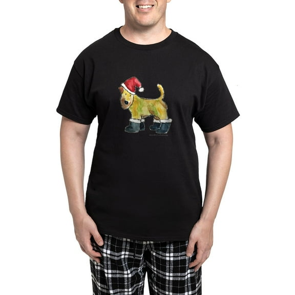CafePress - Wheaten Terrier Playing Santa Men's Dark Pajamas - Men's Dark Loose Fit Cotton Pajama Set