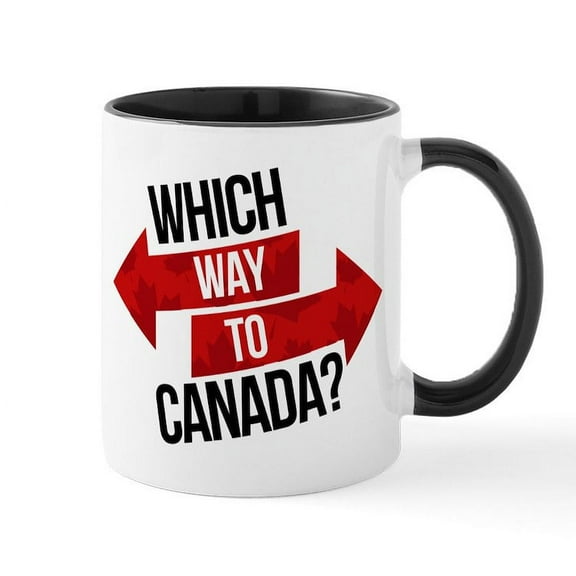 CafePress - Which Way To Canada? Mugs - 11 oz Ceramic Mug - Novelty Coffee Tea Cup
