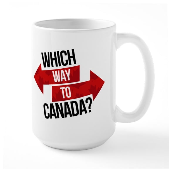 CafePress - Which Way To Canada? Mugs - 15 oz Ceramic Large White Novelty Mug