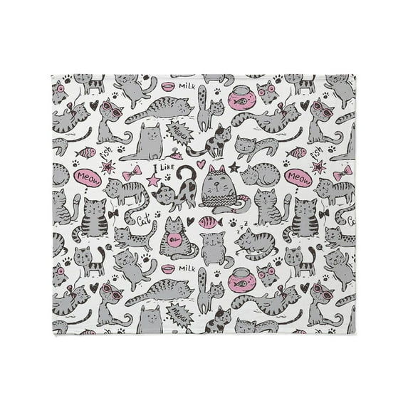 CafePress - Whimsical Cartoon Cat Pattern Throw Blanket - Soft Fleece Throw Blanket, 50"x60" for All Ages