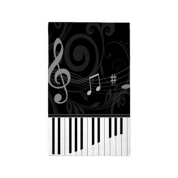 CafePress - Whimsical Piano And Musical Notes Area Rug - 3'x5' Decorative Area Rug, Fabric Throw Rug
