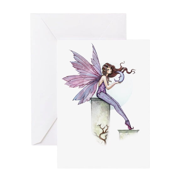 CafePress - Whispering Moon Fairy - Greeting Card, Blank Inside Glossy