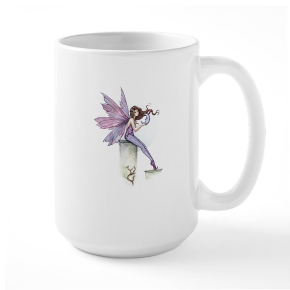 CafePress - Whispering Moon Fairy Large Mug - 15 oz Ceramic Large White Novelty Mug