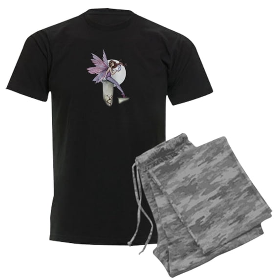 CafePress - Whispering Moon Fairy Men's Dark Pajamas - Men's Dark Loose Fit Cotton Pajama Set