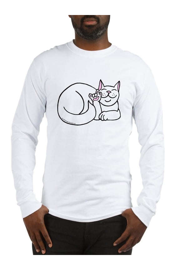 - White ASL Kitty Long Sleeve T Shirt - Unisex Cotton Long Sleeve T-Shirt