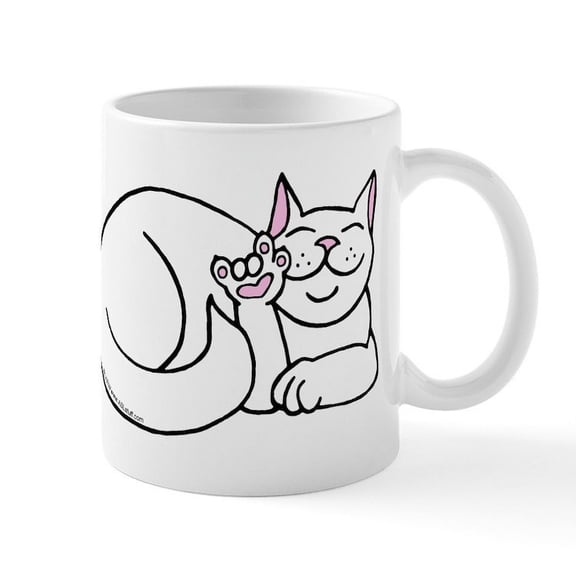CafePress - White ASL Kitty Mug - 11 oz Ceramic Mug - Novelty Coffee Tea Cup
