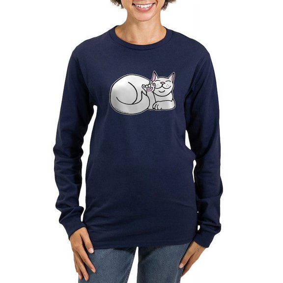 CafePress - White ASL Kitty Women's Long Sleeve Dark T Shirt - Women's Long Sleeve Graphic Tee Casual Fit