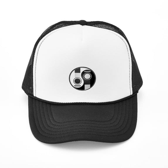 CafePress - White And Black Yin Yang Acoustic Guitars Cap - Adjustable Unisex Printed Trucker Hat with Mesh Back