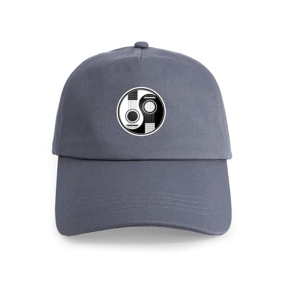 CafePress - White And Black Yin Yang Acoustic Guitars Hat - Adjustable 100% Brushed Unisex Casual Cotton Baseball Cap, Beige, 1