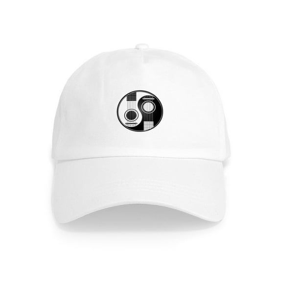 CafePress - White And Black Yin Yang Acoustic Guitars Hat - Adjustable 100% Brushed Unisex Casual Cotton Baseball Cap, Beige, 1