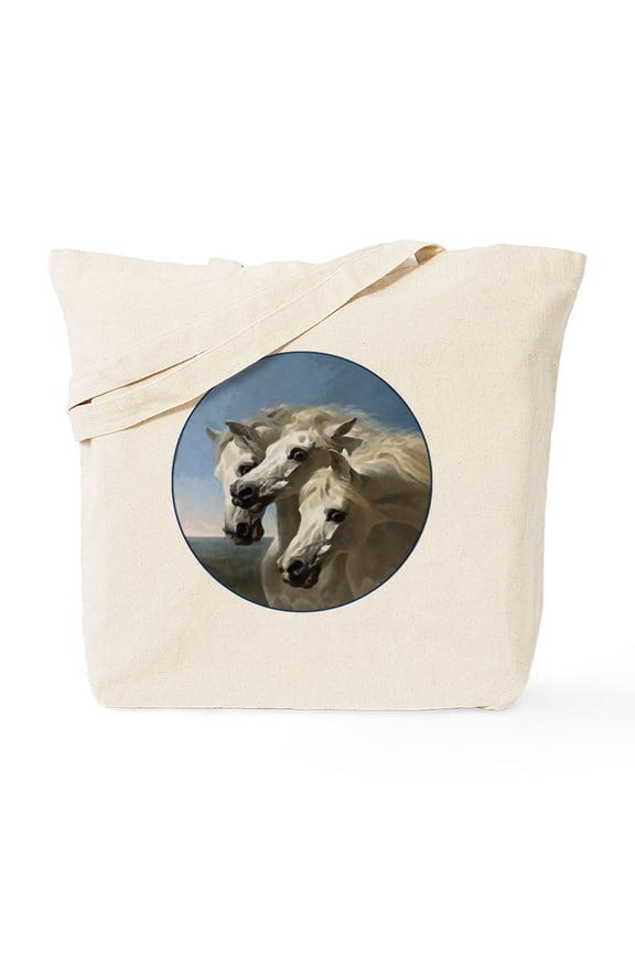 - White Arabian Horses. Tote Bag - Unisex Canvas Tote Bag, Beige, 1-Piece