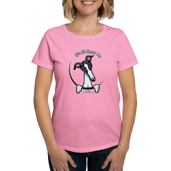 CafePress - White Black Greyhound IAAM Women's Dark T Shirt - Women's Traditional Fit Dark T-Shirt