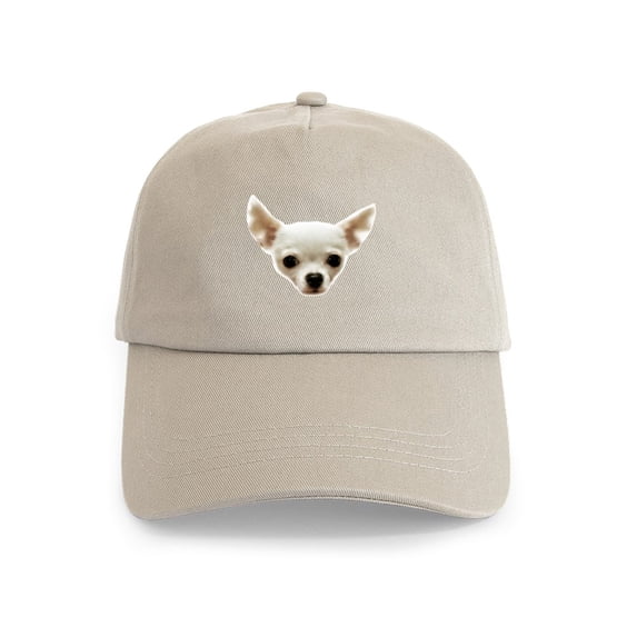 CafePress - White Chihuahua Cap - Adjustable 100% Brushed Unisex Casual Cotton Baseball Cap, Beige, 1