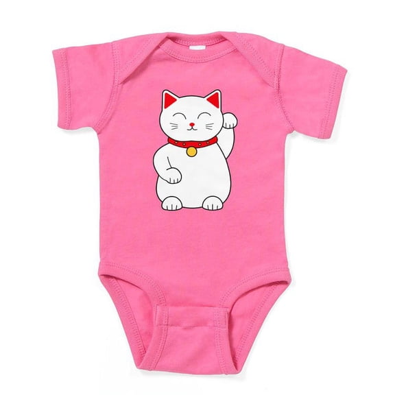 CafePress - White Lucky Cat Left Arm Raised - Cute Infant Bodysuit Baby Romper - Size Newborn - 24 Months