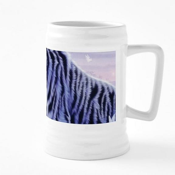 CafePress - White Tigress And Her Cubs - 25 Ounce Ceramic White Beer Stein Mug