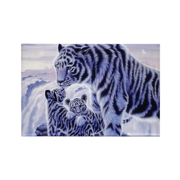 CafePress - White Tigress And Her Cubs Magnets - Rectangle Magnet, 2"x3" Refrigerator Magnet