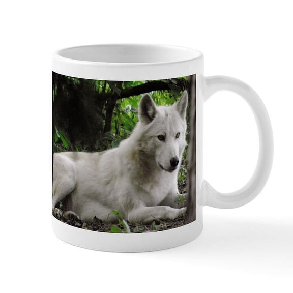 CafePress - White Wolf Mug - 11 oz Ceramic Mug - Novelty Coffee Tea Cup