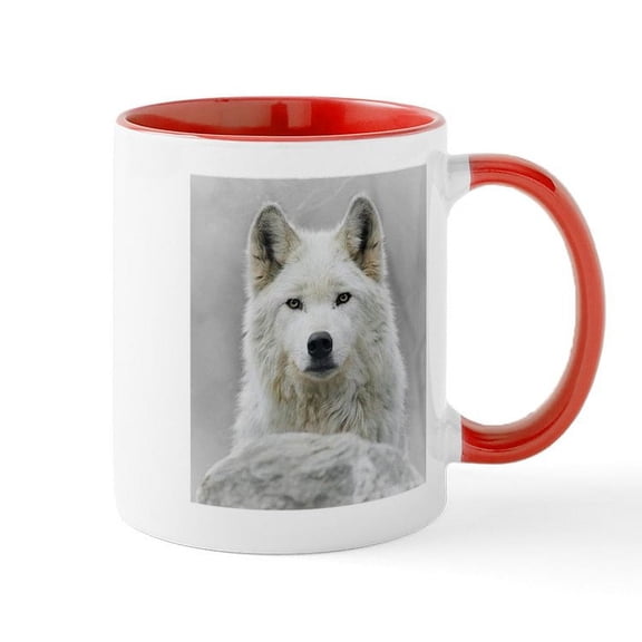 CafePress - White Wolf Mug - 11 oz Ceramic Mug - Novelty Coffee Tea Cup