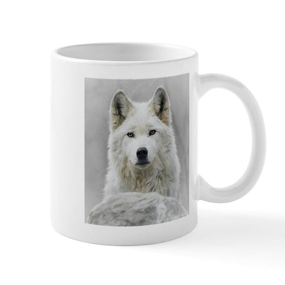 CafePress - White Wolf Mug - 11 oz Ceramic Mug - Novelty Coffee Tea Cup